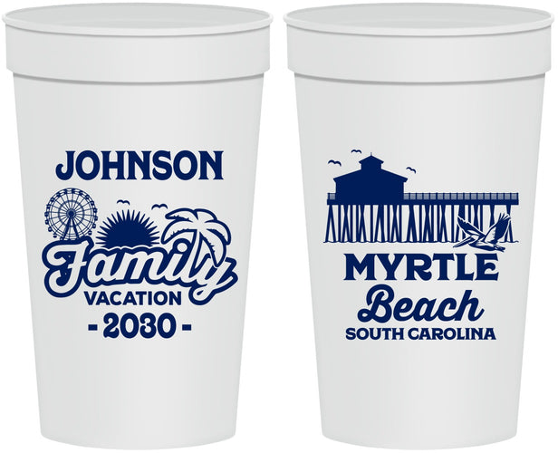 Personalized Family Vacation 32 oz Stadium Cups - Myrtle Beach | 180045