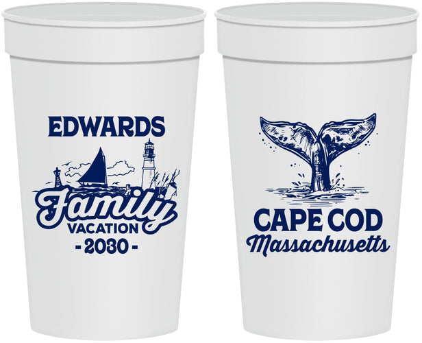 Personalized Family Vacation 32 oz Stadium Cups - Cape Cod | 180046