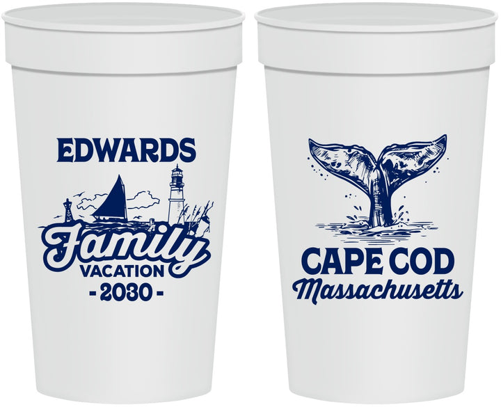 Personalized Family Vacation 32 oz Stadium Cups - Cape Cod | 180046