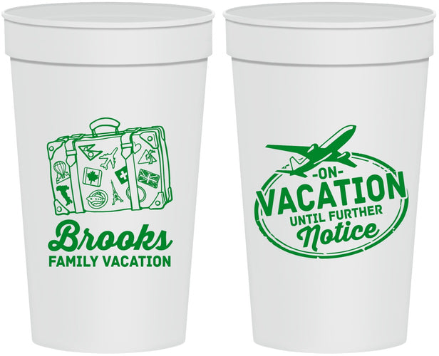Personalized Family Vacation 32 oz Stadium Cups - Road Trip Plane | 180052