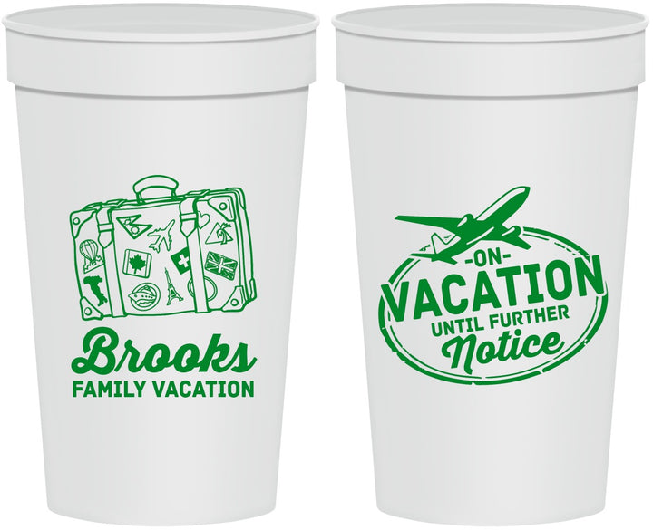 Personalized Family Vacation 32 oz Stadium Cups - Road Trip Plane | 180052