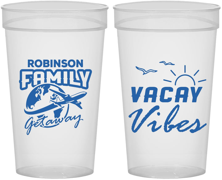 Personalized Family Vacation 32 oz Stadium Cups - Vacay Vibes | 180057