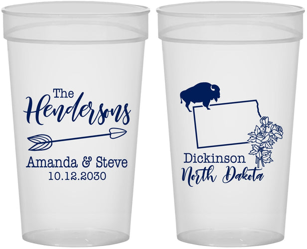 Personalized Wedding 32 oz Stadium Cups - North Dakota | 183