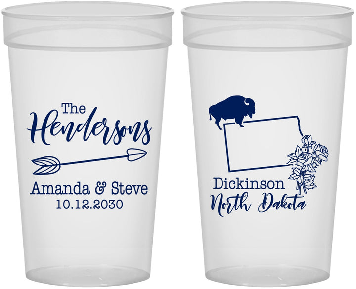 Personalized Wedding 32 oz Stadium Cups - North Dakota | 183