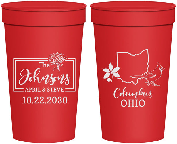 Personalized Wedding 32 oz Stadium Cups - Ohio | 184
