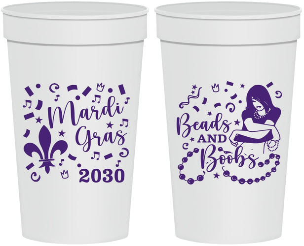 Personalized Mardi Gras 32 oz Stadium Cups - Beads And Boobs | 190005