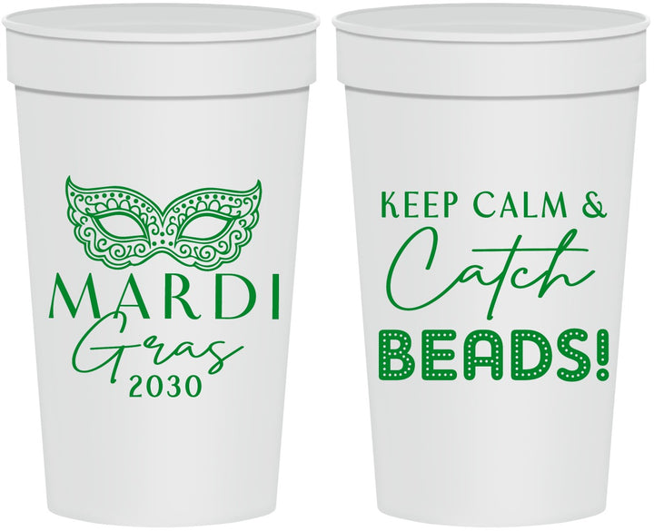 Personalized Mardi Gras 32 oz Stadium Cups - Beads Nola | 190007