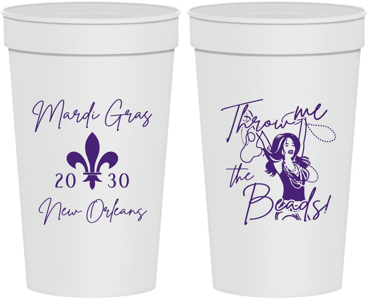 Personalized Mardi Gras 32 oz Stadium Cups - Throw Me The Beads | 190008