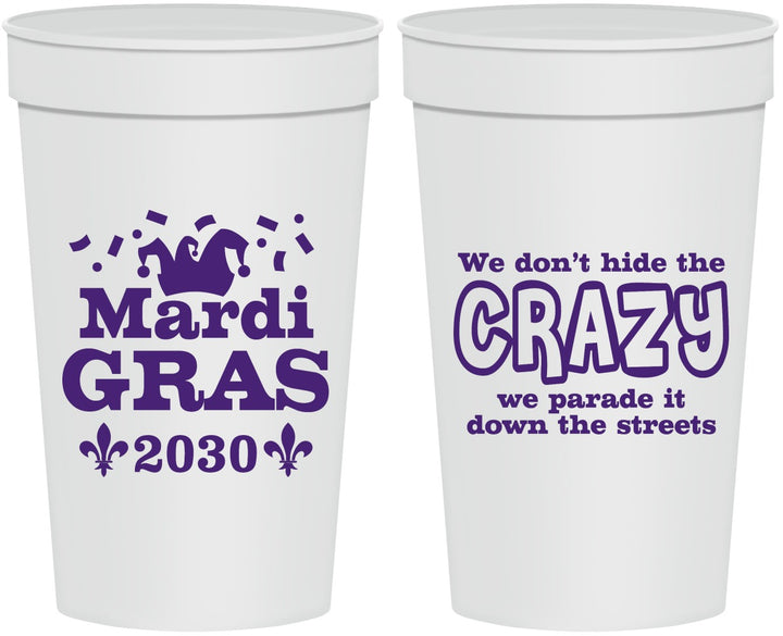 Personalized Mardi Gras 32 oz Stadium Cups - Fleur De Lis | 190009