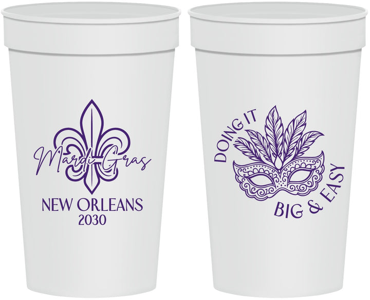 Personalized Mardi Gras 32 oz Stadium Cups - Fleur De Lis | 190010