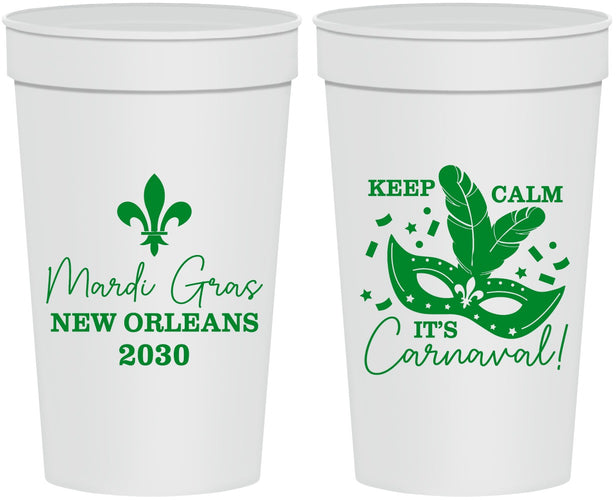 Personalized Mardi Gras 32 oz Stadium Cups - Fleur De Lis Carnaval | 190011