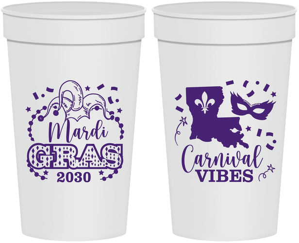 Personalized Mardi Gras 32 oz Stadium Cups - Fleur De Lis Carnaval | 190012