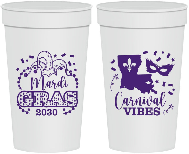 Personalized Mardi Gras 32 oz Stadium Cups - Fleur De Lis Carnaval | 190012