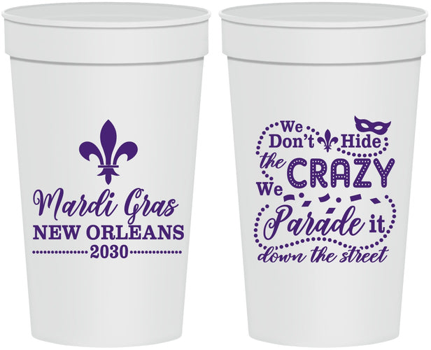 Personalized Mardi Gras 32 oz Stadium Cups - Fleur De Lis | 190013