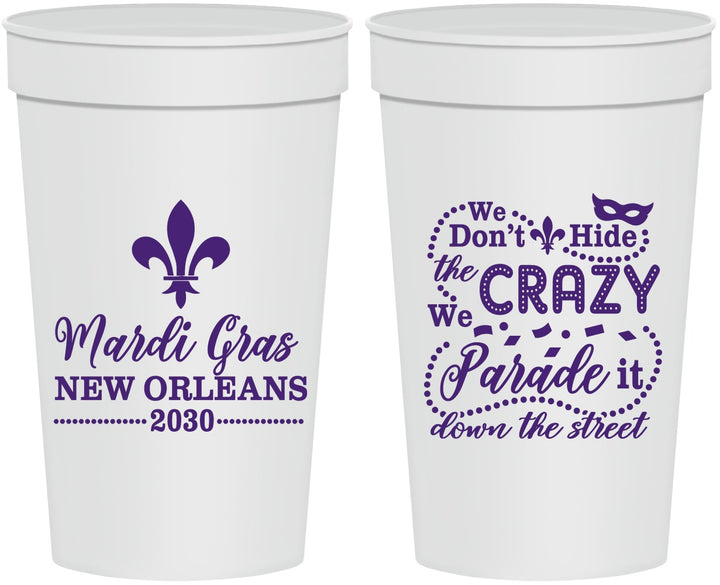 Personalized Mardi Gras 32 oz Stadium Cups - Fleur De Lis | 190013