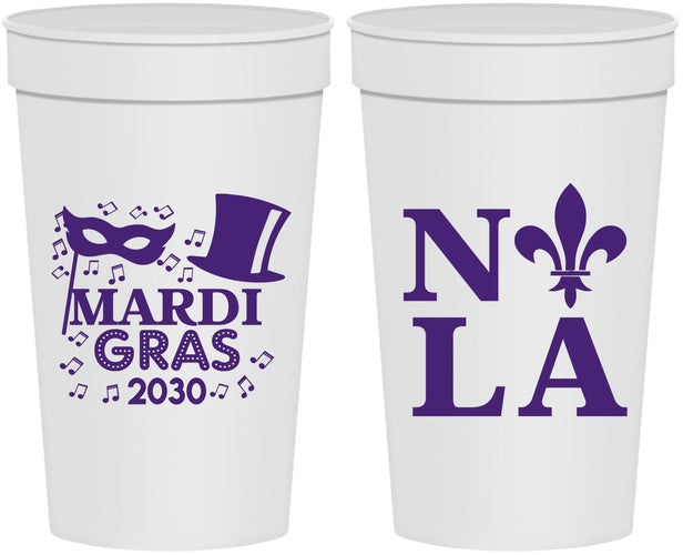 Personalized Mardi Gras 32 oz Stadium Cups - Nola Fleur De Lis | 190014