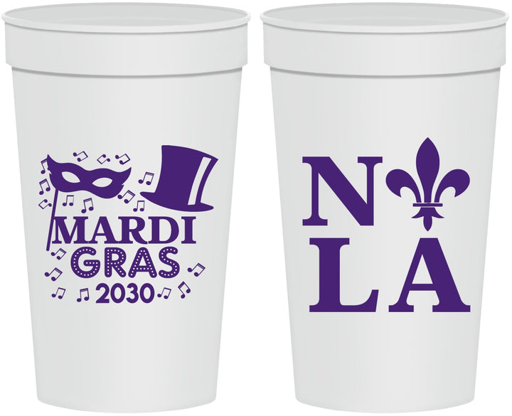 Personalized Mardi Gras 32 oz Stadium Cups - Nola Fleur De Lis | 190014