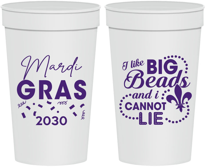 Personalized Mardi Gras 32 oz Stadium Cups - Big Bead Fleur De Lis | 190018