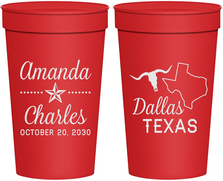 Personalized Wedding 32 oz Stadium Cups - Texas | 192