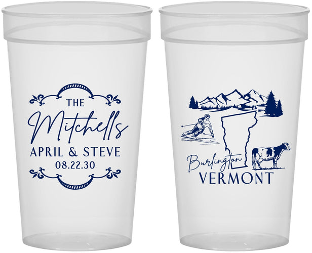 Personalized Wedding 32 oz Stadium Cups - Vermont | 194