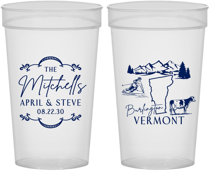 Personalized Wedding 32 oz Stadium Cups - Vermont | 194