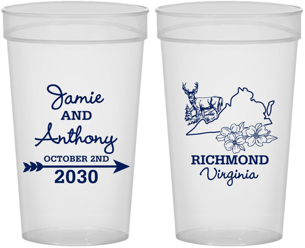Personalized Wedding 32 oz Stadium Cups - Virginia | 195