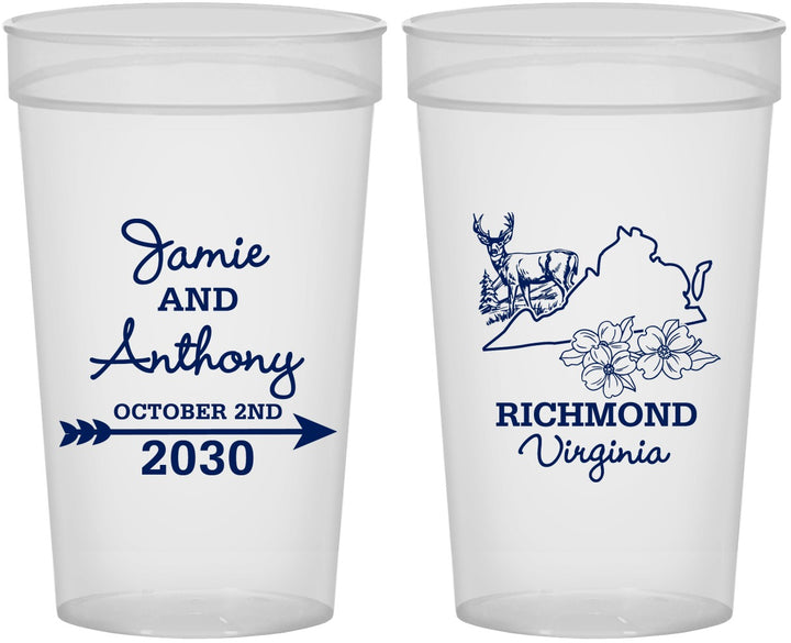 Personalized Wedding 32 oz Stadium Cups - Virginia | 195
