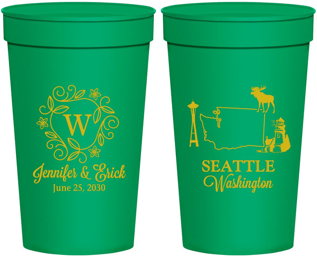Personalized Wedding 32 oz Stadium Cups - Washington | 196