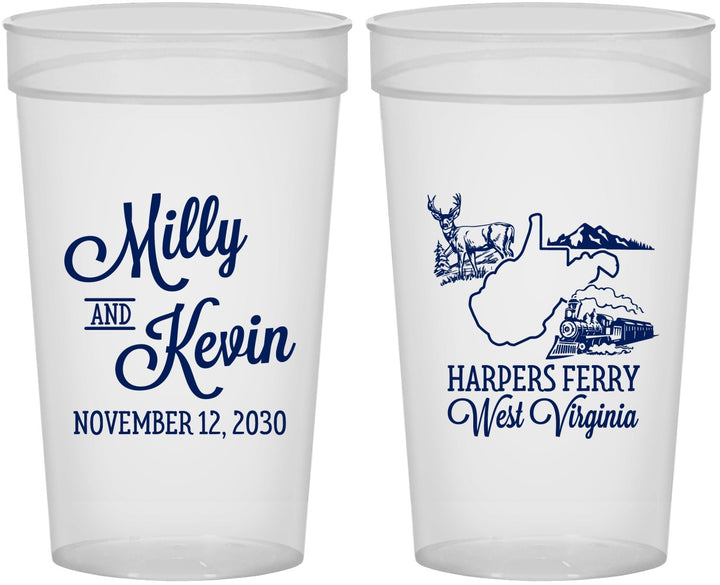 Personalized Wedding 32 oz Stadium Cups - West Virginia | 197