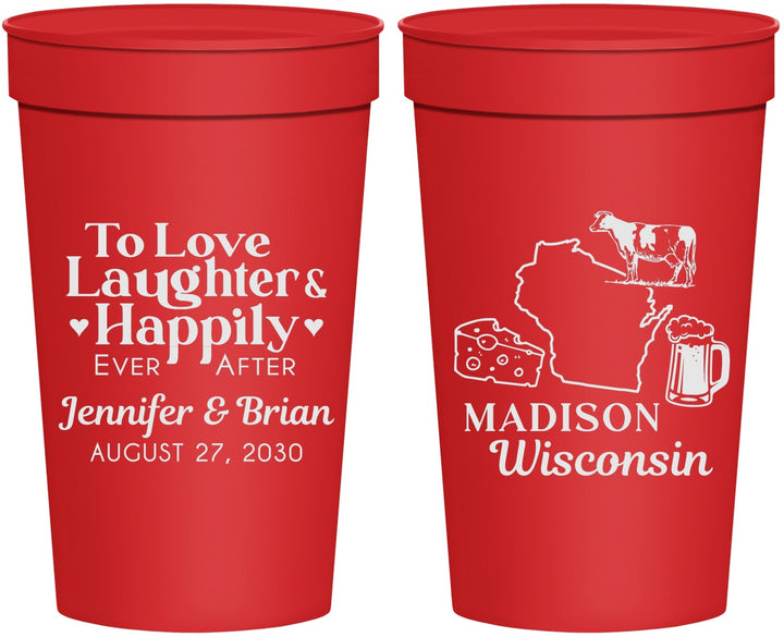 Personalized Wedding 32 oz Stadium Cups - Wisconsin | 198