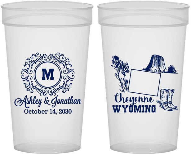 Personalized Wedding 32 oz Stadium Cups - Wyoming | 199