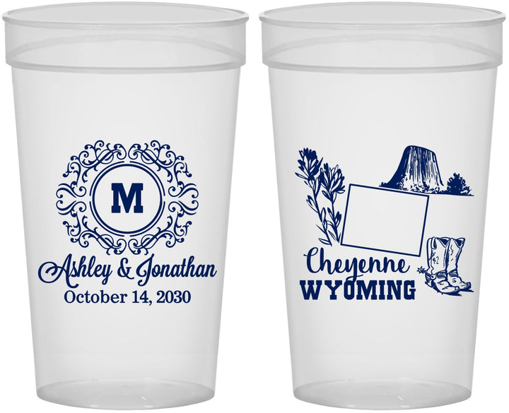 Personalized Wedding 32 oz Stadium Cups - Wyoming | 199