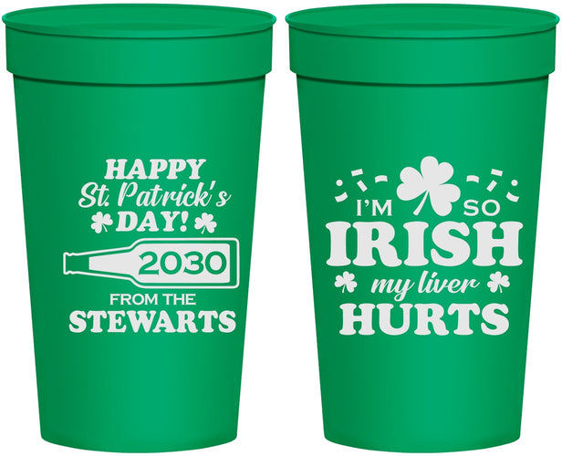 Personalized St Patricks Day 32 oz Stadium Cups - Irish My Liver Hurts | 200000