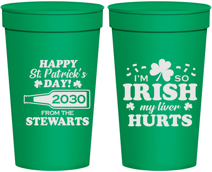 Personalized St Patricks Day 32 oz Stadium Cups - Irish My Liver Hurts | 200000