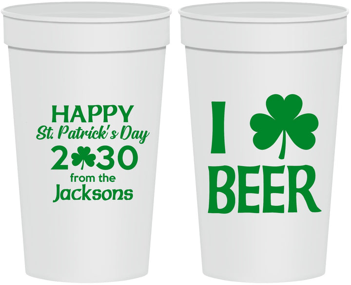 Personalized St Patricks Day 32 oz Stadium Cups - Clover Irish | 200003
