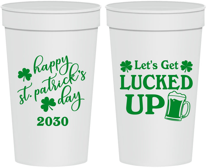 Personalized St Patricks Day 32 oz Stadium Cups - Lucked Up | 200007