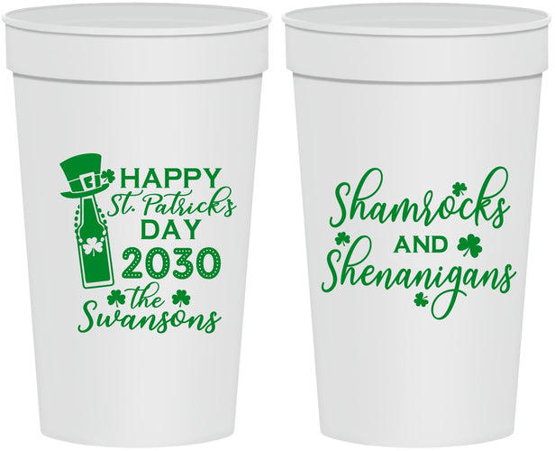 Personalized St Patricks Day 32 oz Stadium Cups - Shamrocks Shenanigans | 200010