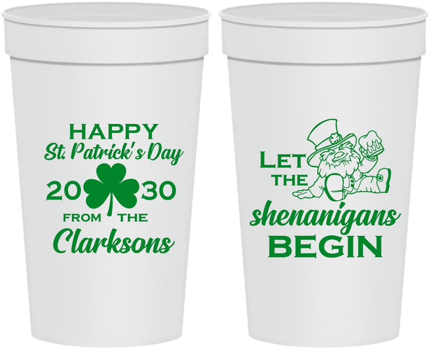 Personalized St Patricks Day 32 oz Stadium Cups - Shenanigans Leprechaun | 200011