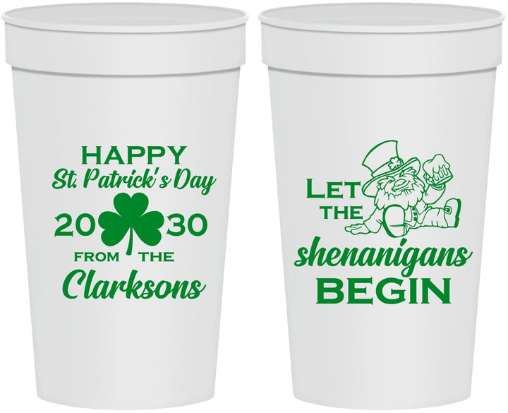 Personalized St Patricks Day 32 oz Stadium Cups - Shenanigans Leprechaun | 200011