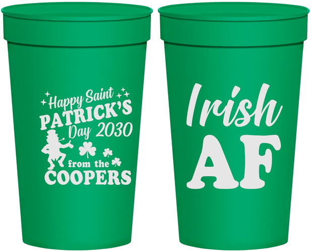 Personalized St Patricks Day 32 oz Stadium Cups - Irish Af Leprechaun | 200012