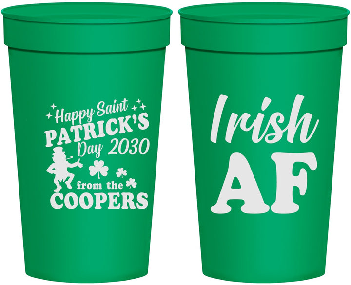 Personalized St Patricks Day 32 oz Stadium Cups - Irish Af Leprechaun | 200012