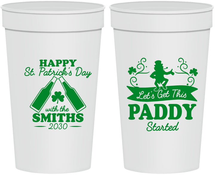 Personalized St Patricks Day 32 oz Stadium Cups - Lets Get The Paddy Started | 200014
