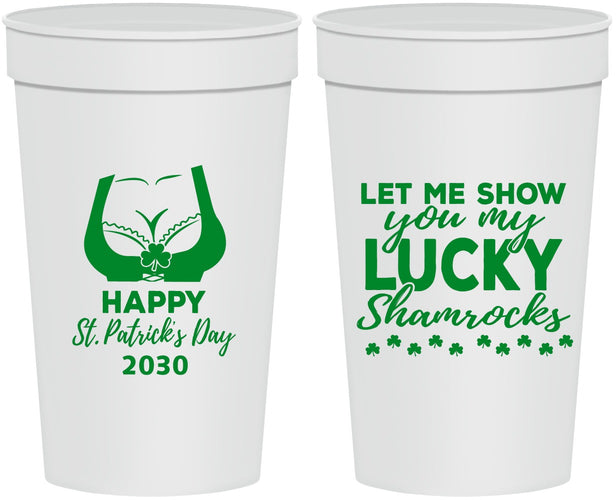 Personalized St Patricks Day 32 oz Stadium Cups - Shamrocks | 200015