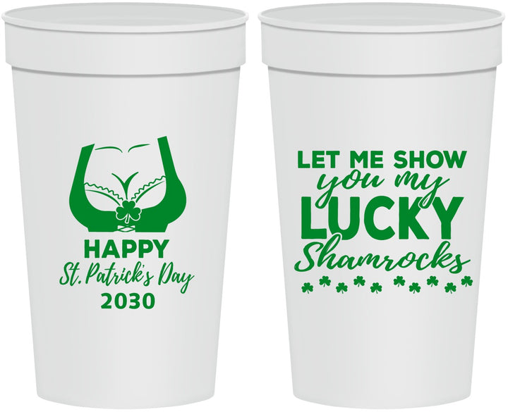 Personalized St Patricks Day 32 oz Stadium Cups - Shamrocks | 200015