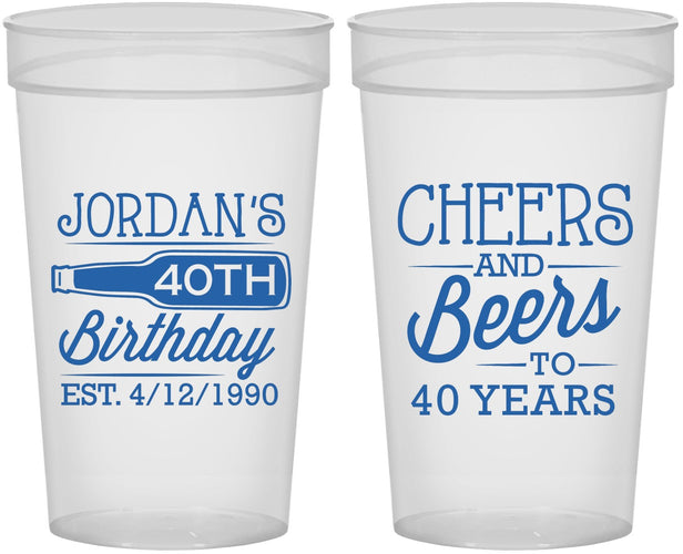 Personalized Birthday 32 oz Stadium Cups - Cheers Beers To 40 Years | 20002