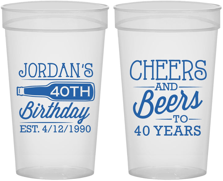 Personalized Birthday 32 oz Stadium Cups - Cheers Beers To 40 Years | 20002