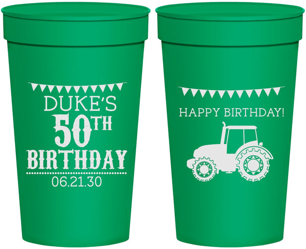 Personalized Birthday 32 oz Stadium Cups - 50th Tractor | 20005