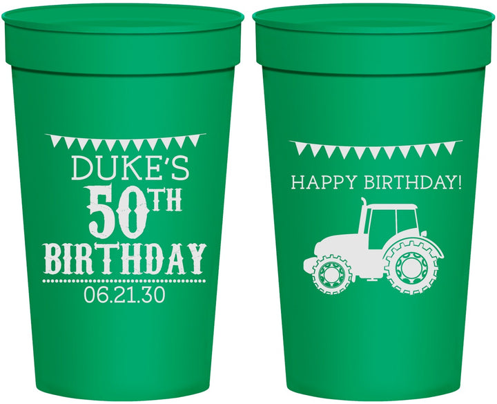 Personalized Birthday 32 oz Stadium Cups - 50th Tractor | 20005
