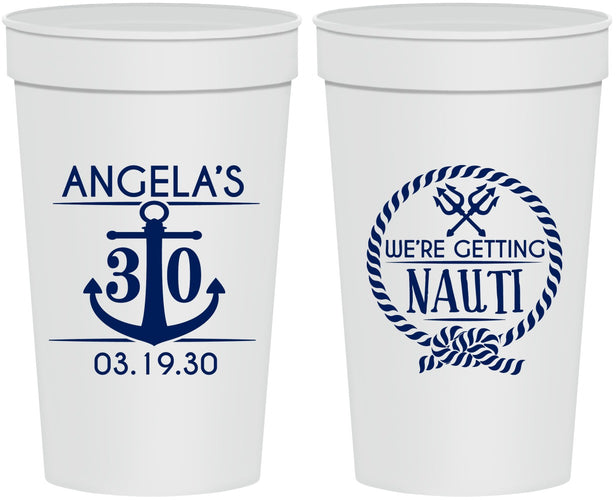 Personalized Birthday 32 oz Stadium Cups - 30th Nautical | 20010