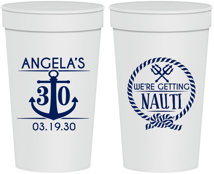 Personalized Birthday 32 oz Stadium Cups - 30th Nautical | 20010